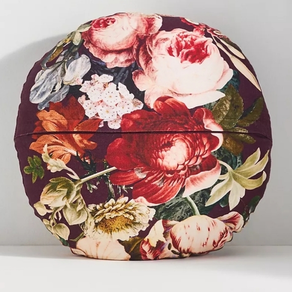 Anthropologie Jadie Round Floral Pillow - wine - Picture 3 of 10